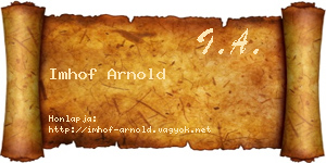 Imhof Arnold névjegykártya